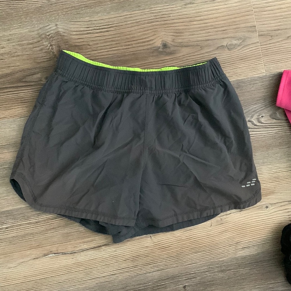 Gray target shorts with spandex under